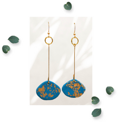 Elegant Long Drop Hook earrings with Gold detailing