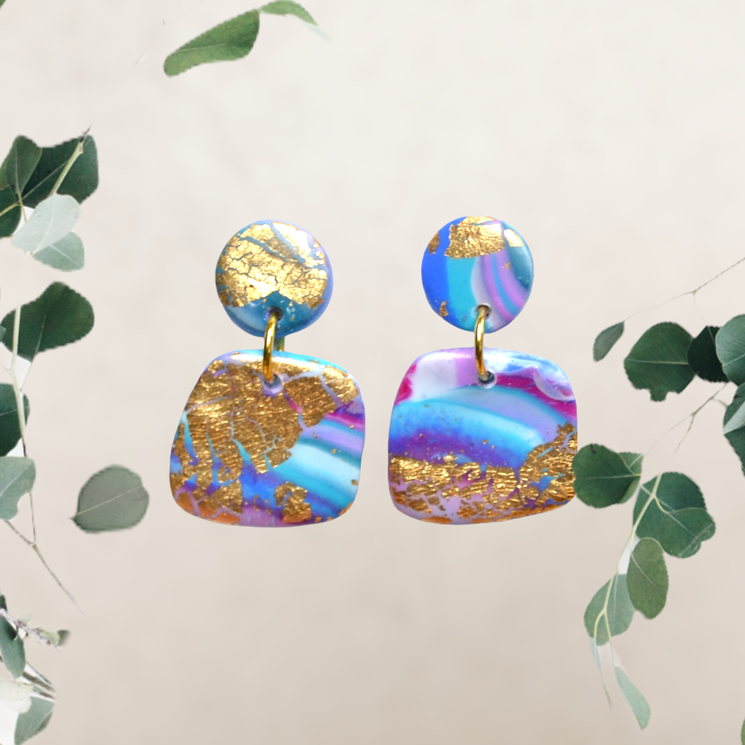 Large Multicolour Marble Drop earrings